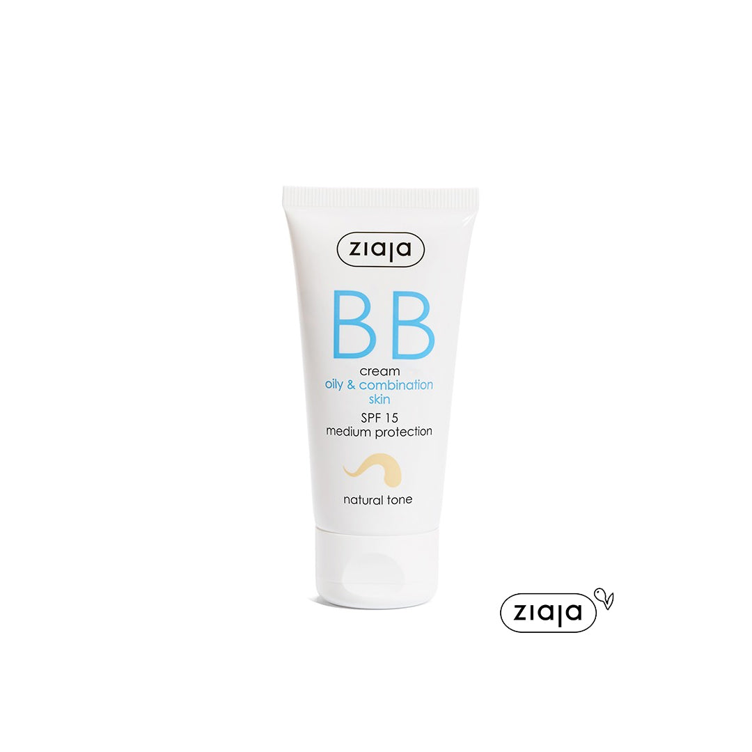 ZIAJA BB cream para pele oleosa e mista FPS 15 - Tom Natural 50 ml